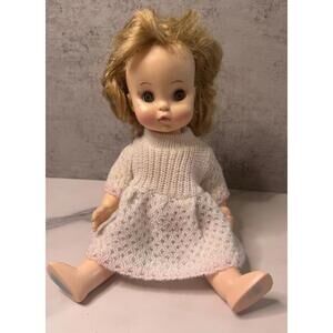 Effanbee Doll in Hand-Knit Dress Vintage Sweetheart with Big Eyes Bigger Energy